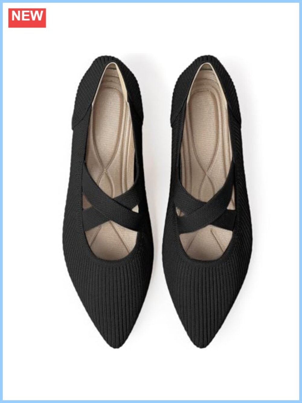 Knit Mary Jane Flats Pointed Toe Slip-On Ankle Strap Women's Shoes